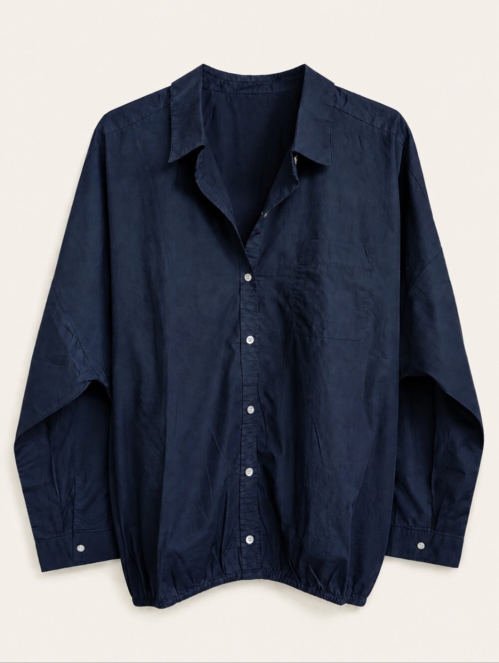 NWT J.Jill Elastic Hem Relaxed Button Front Shirt Navy Blue 3X